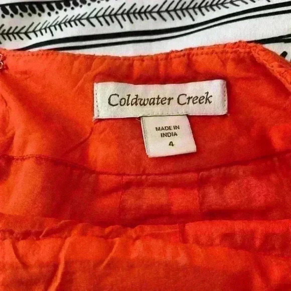 Coldwater Creek Beautiful Orange Eyelet Weave Pattern Skirt, Size 4 - Picture 4 of 7